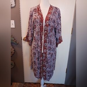 Maurices Open Front Kimono Wrap Duster 3/4 Sleeve Women XL Side Vents